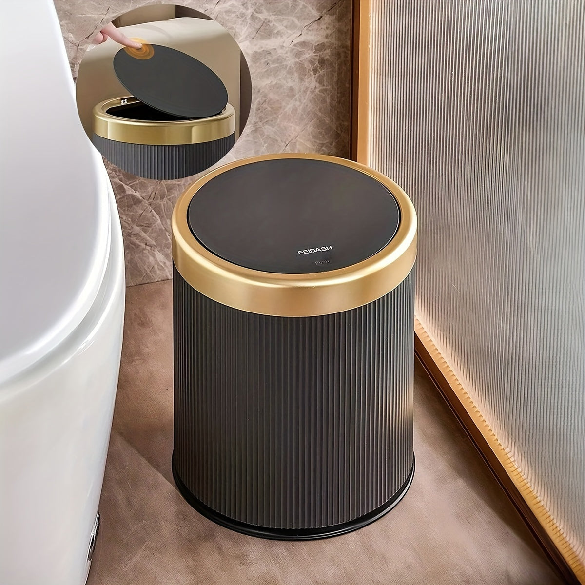 Chic Oval Waste Bin | Touchless Opening Trash Can with Dual Bucket