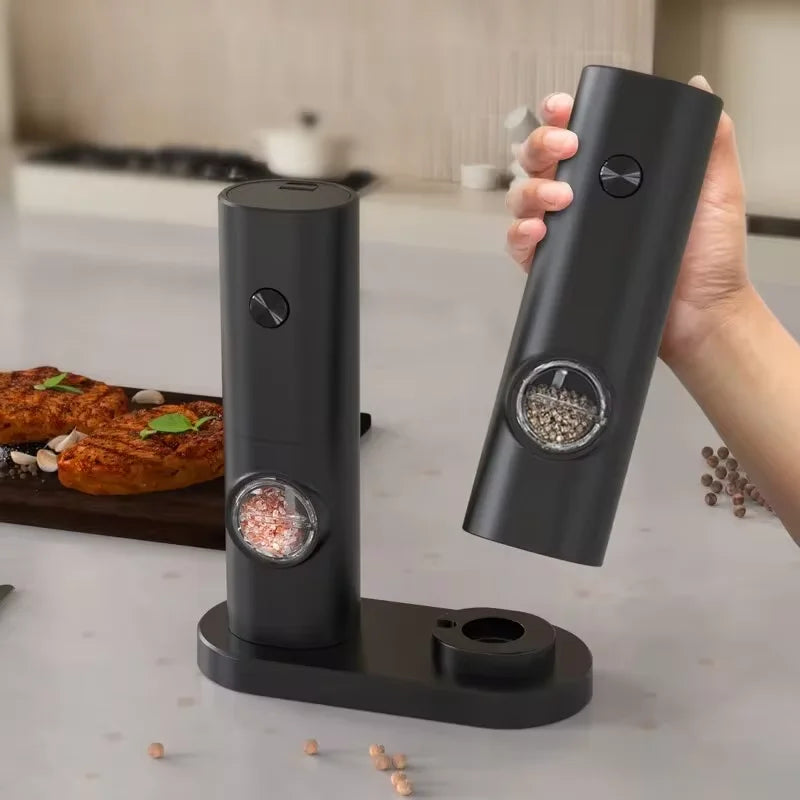 Electric Salt and Pepper Grinder with Adjustable Coarseness Refillable Mill Battery Powered Kitchen Automatic Gadget Grinder