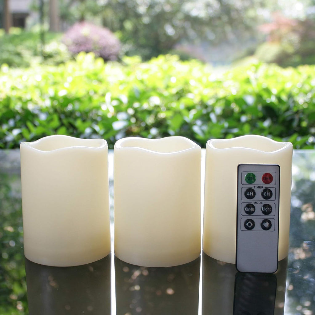 Outdoor Waterproof Battery Operated Flameless LED Pillar Candles