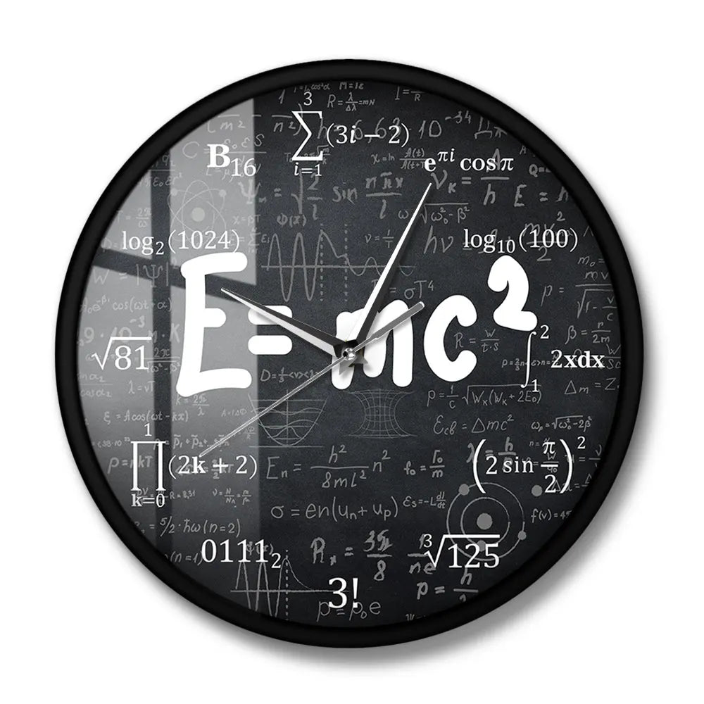E=Mc2 Math Formula Geek Wall Clock Theory of Relativity Silent Wall Watch Scientist Physics Teacher Gift School Classroom Decor