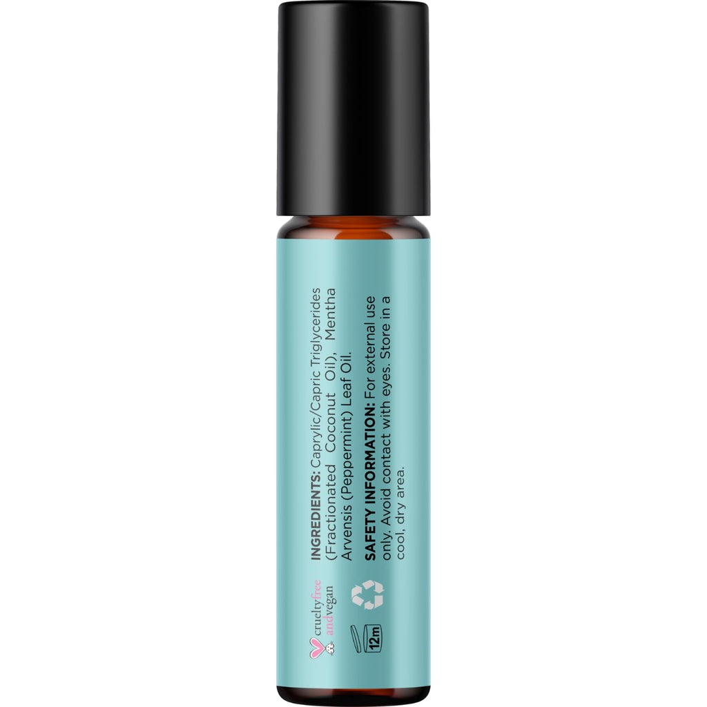 Peppermint Oil Roll on - Pure Peppermint Rollerball Essential Oil Aromatherapy Stick for Headaches - Natural Travel Essential and Pregnancy Must Have for Headaches Energy & Focus Support (1 Pack)
