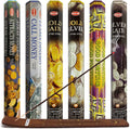 Hem Incense Sticks Variety Pack #29 and Incense Stick Holder Bundle with 6 Money and Good Luck Fragrances