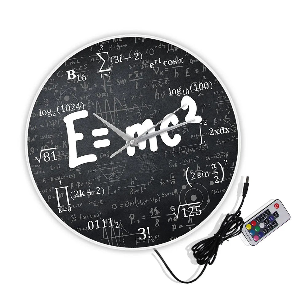 E=Mc2 Math Formula Geek Wall Clock Theory of Relativity Silent Wall Watch Scientist Physics Teacher Gift School Classroom Decor