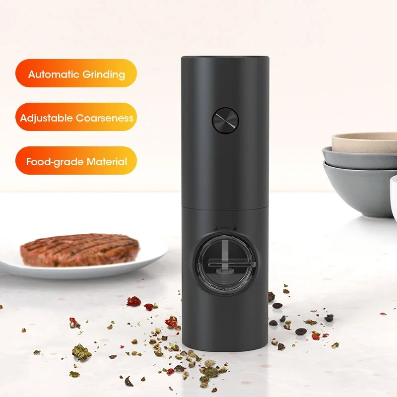 Electric Salt and Pepper Grinder with Adjustable Coarseness Refillable Mill Battery Powered Kitchen Automatic Gadget Grinder