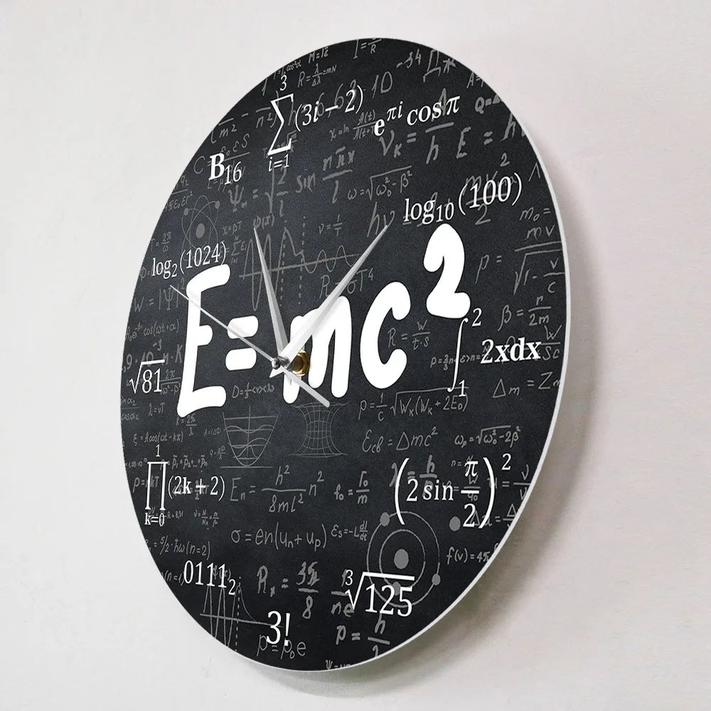 E=Mc2 Math Formula Geek Wall Clock Theory of Relativity Silent Wall Watch Scientist Physics Teacher Gift School Classroom Decor
