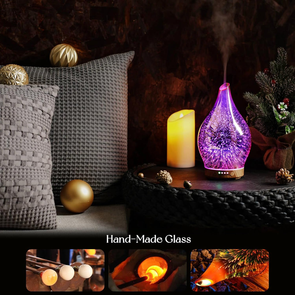 Essential Oil Diffuser 150Ml Handmade Glass Diffuser 6H Runtime