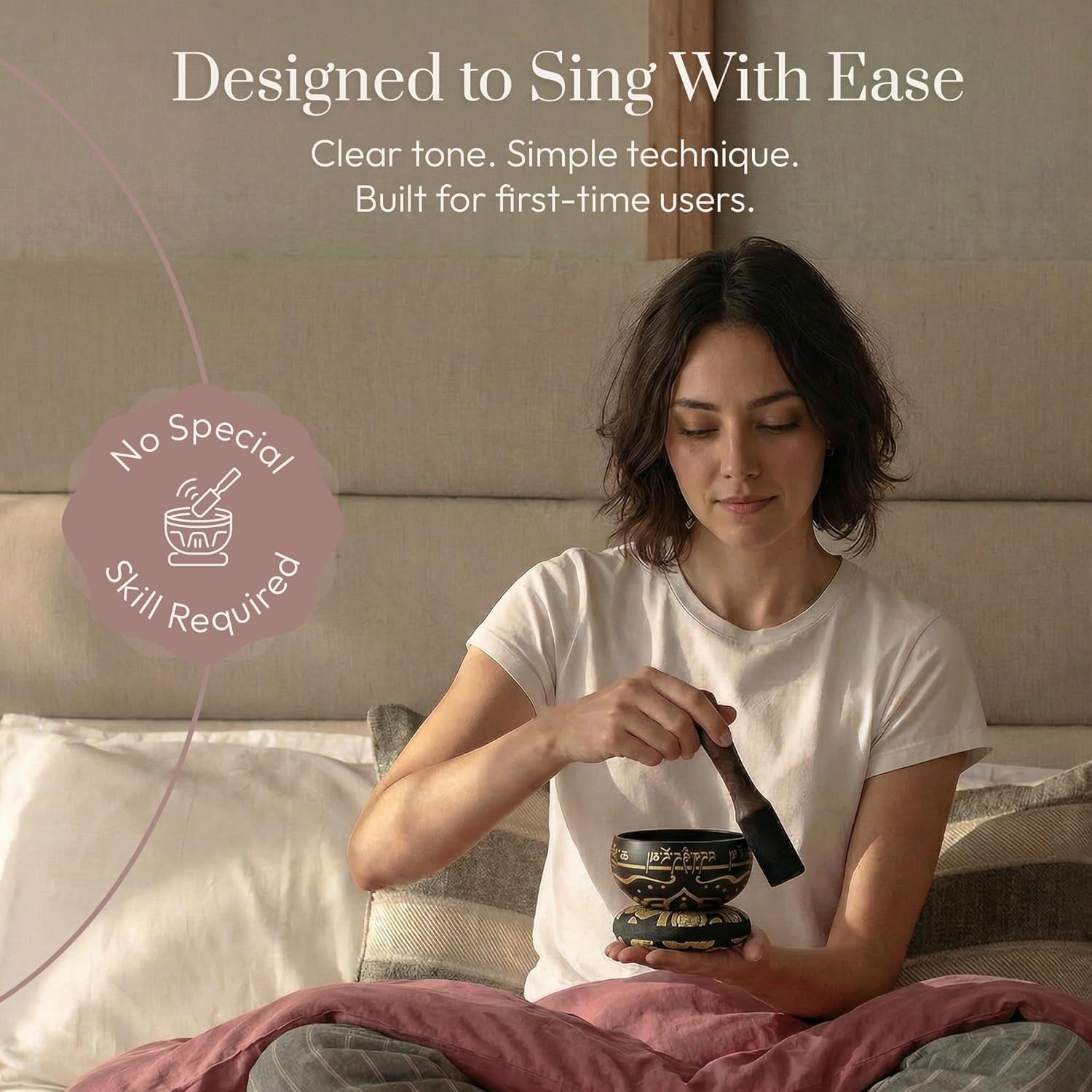 Tibetan Singing Bowl Set – Easy to Play & Beginner Friendly Meditation Bowl with Cushion, Mallet & Case | Stress Relief & Mindfulness | Gift-Ready