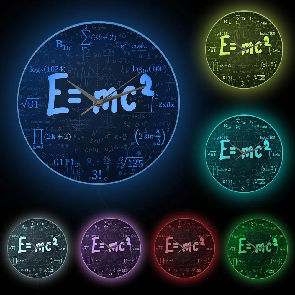 E=Mc2 Math Formula Geek Wall Clock Theory of Relativity Silent Wall Watch Scientist Physics Teacher Gift School Classroom Decor
