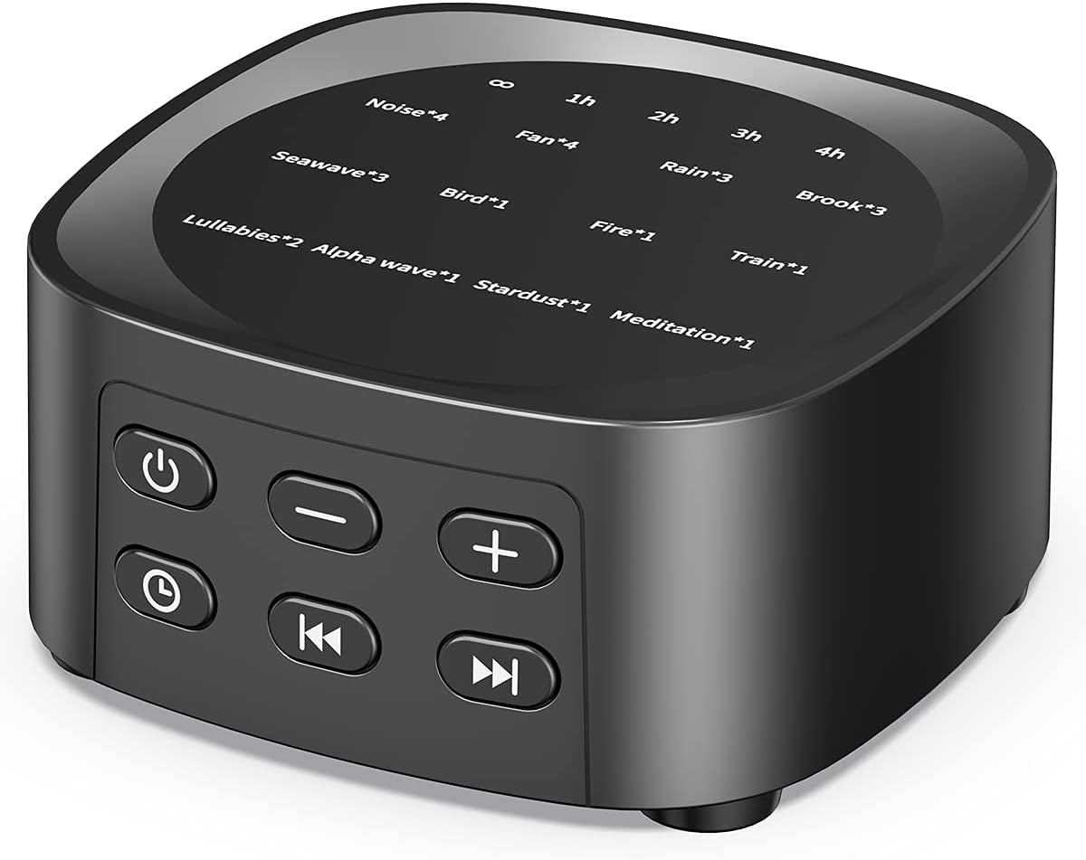 Sleep White Noise Sound Machines with 25 Soothing Sounds 36 Volume Levels 5 Timers Visible Sound Catalog Portable Size Memory Function for Home Office and Travel