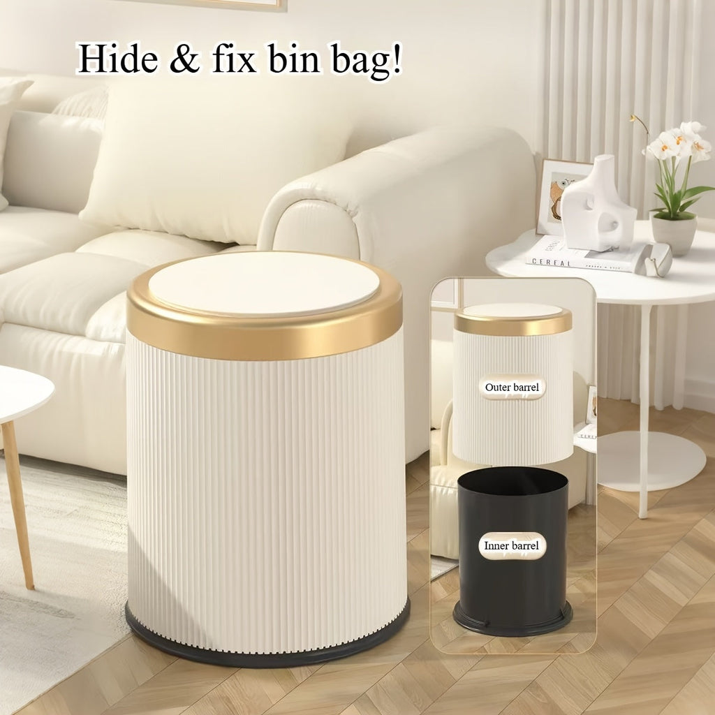 Chic Oval Waste Bin | Touchless Opening Trash Can with Dual Bucket