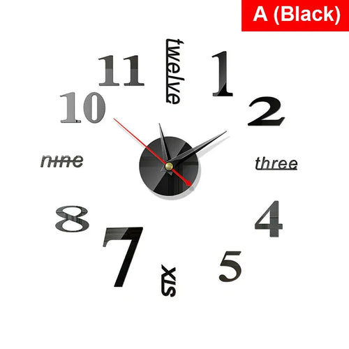 3D Mirror Roman Numbers Wall Clock Stickers Elegant DIY Digital Wall Clocks for Home Art Living Room Office Decoration Clock