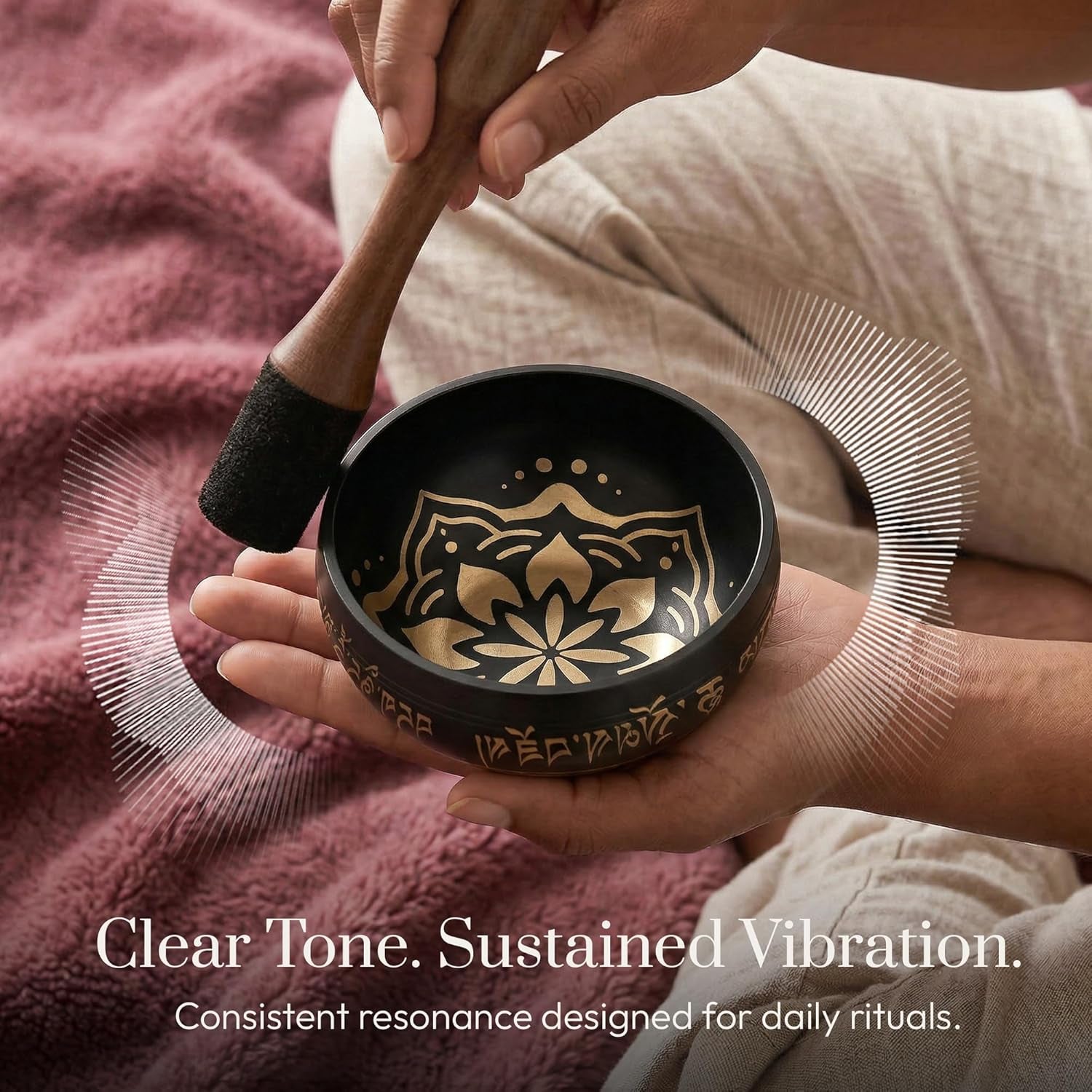 Tibetan Singing Bowl Set – Easy to Play & Beginner Friendly Meditation Bowl with Cushion, Mallet & Case | Stress Relief & Mindfulness | Gift-Ready